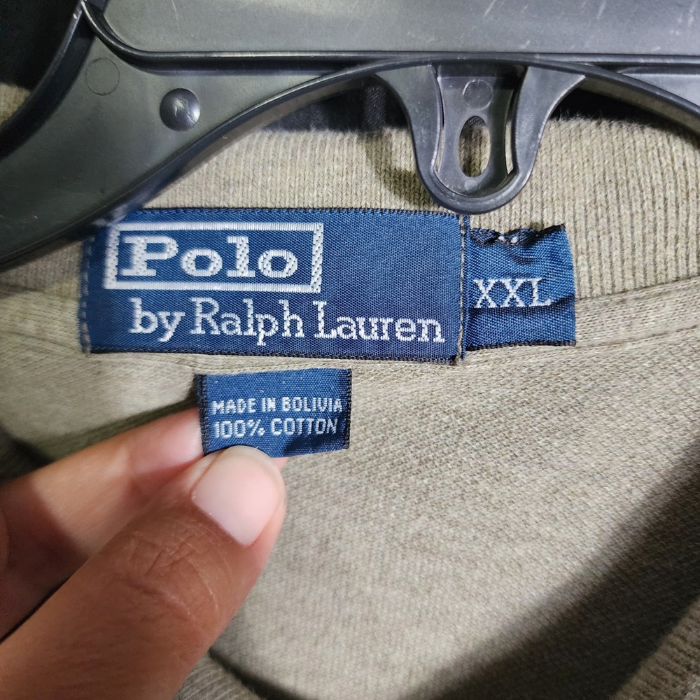 Polo Ralph Lauren Mens XXL Olive Green Short Sleeve Pique Polo Shirt Purple Pony - Picture 2 of 5